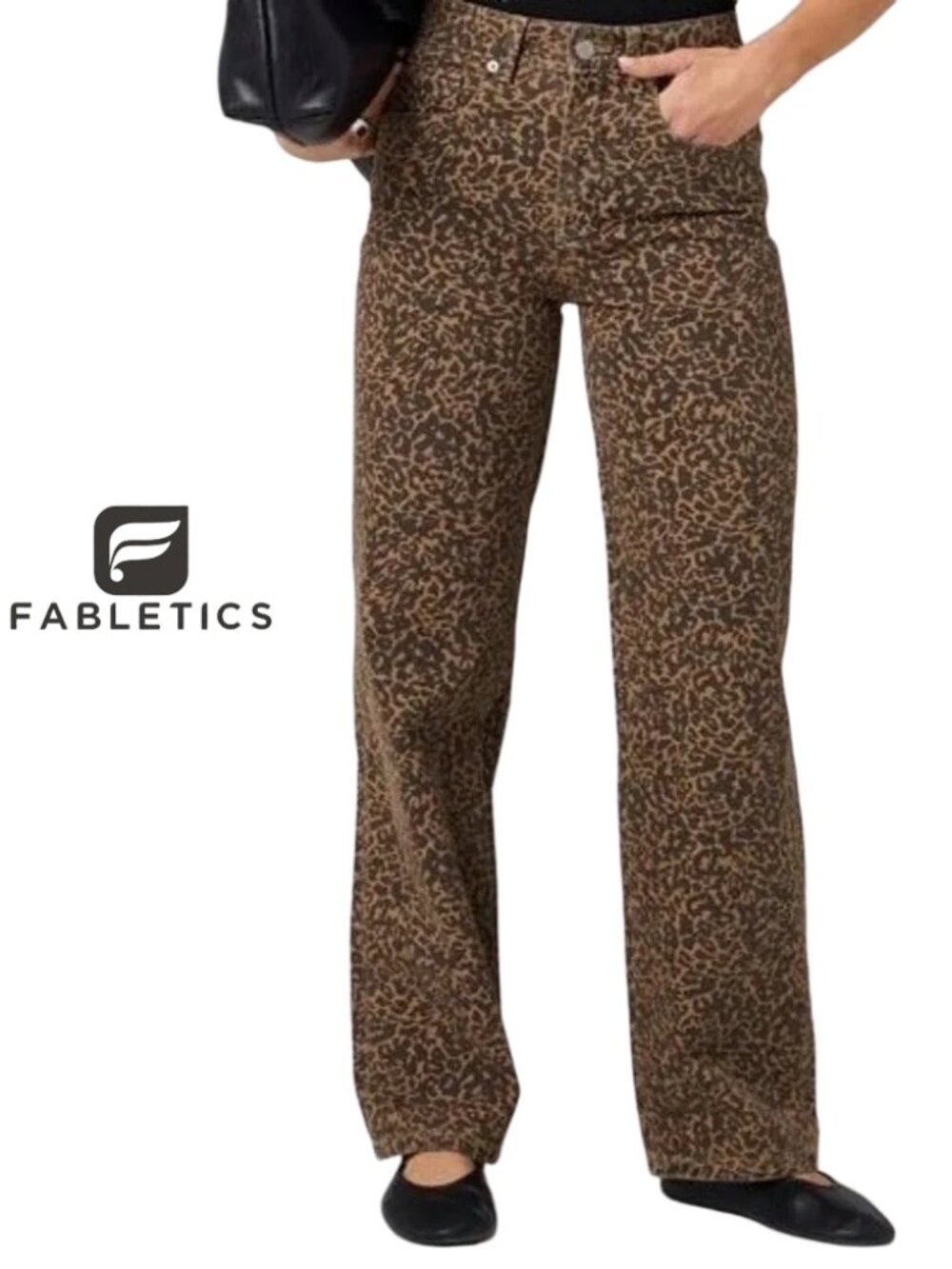 Fabletics  Mid Rise Baggy Jean Leopard, Sz 28, NWT